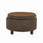 Repose-pieds rond avec rangement de 25 pouces avec plateau, table basse ronde en tissu capitonné avec rangement, repose-pieds rembourré avec plateau amovible pour le salon, la chambre à coucher et le café-1004531026