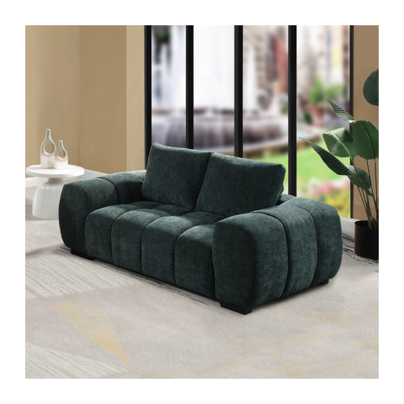 Causeuse en chenille verte Ferrand