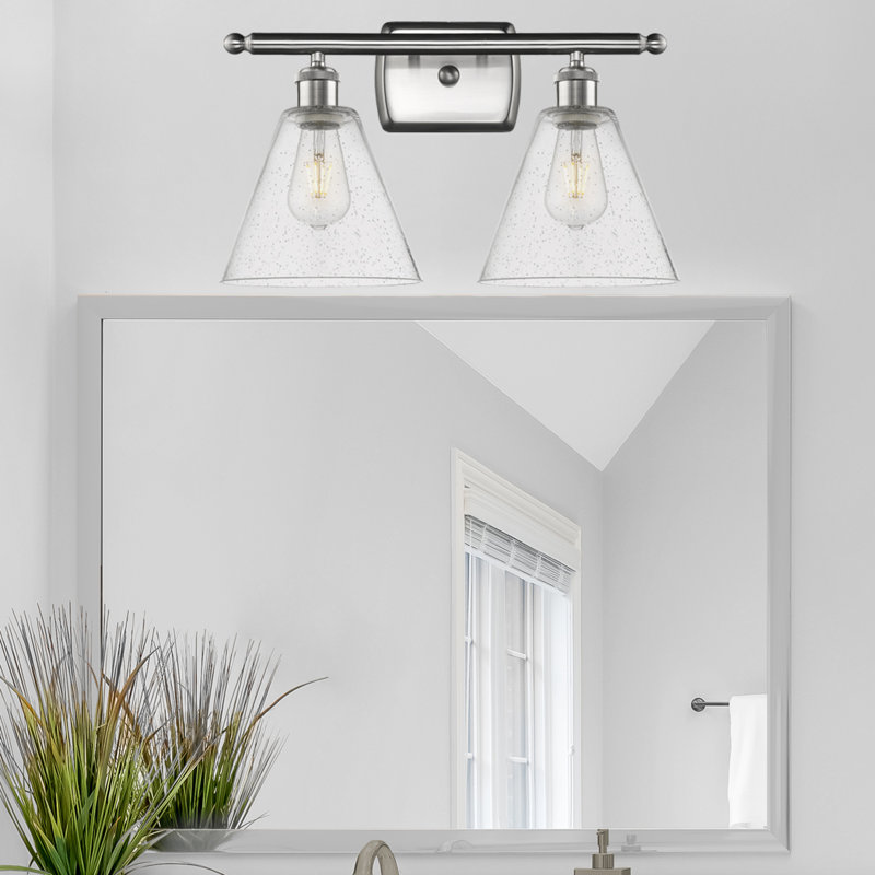 Éclairage pour meuble-lavabo en laiton antique à 2 lumières Amoya, Nickel satiné brossé, DEL