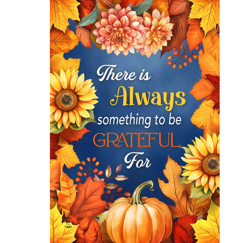 Drapeau de la maison «Always Be Grateful», Automne bleu/orange