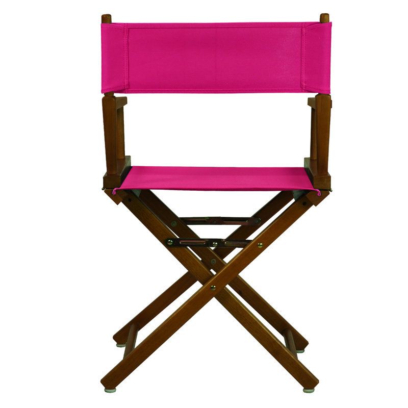18" Folding Director Chair, Honey Oak, Magenta