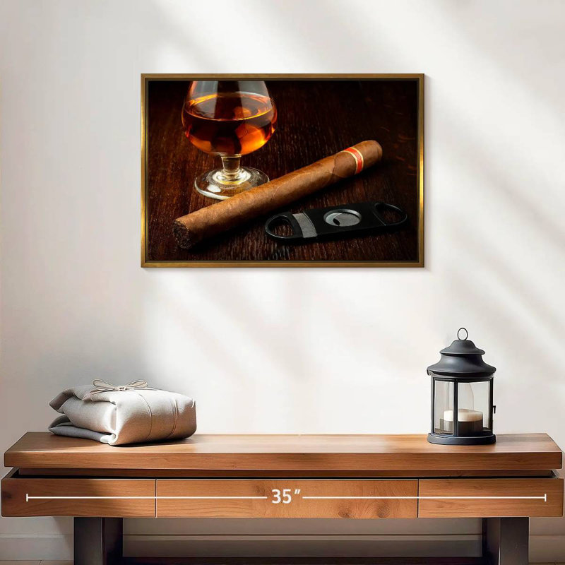 Verre de rhum, Cadre flottant doré, 19 po x 13 po