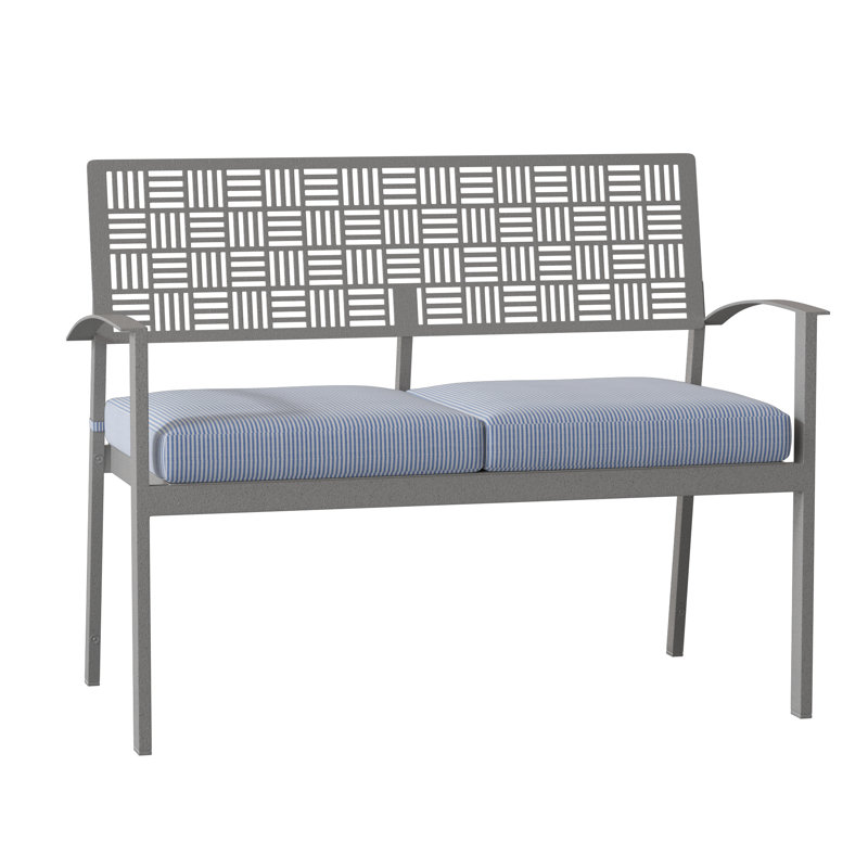 New Century Outdoor Bench, Pewter, Canvas Bird's Eye Sunbrella® Canvas
