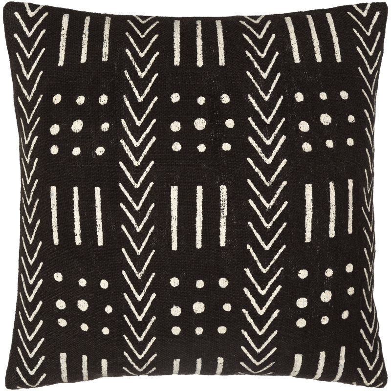  Housse de coussin Jenkintown, 20 po x 20 po, Crème / noir, Polyester