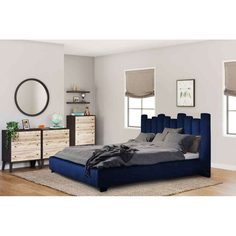 Upholstered Bed, Single (3'), Blue
