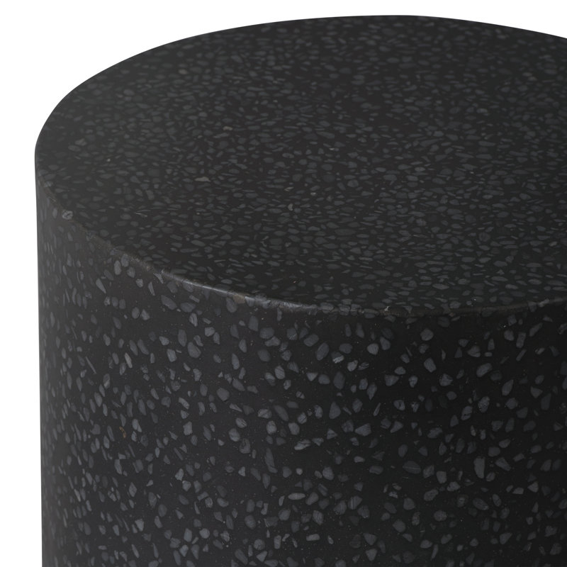 Tabouret cylindrique noir Terrazzo H 15 x 18 po, Noir, noir, noir, noir