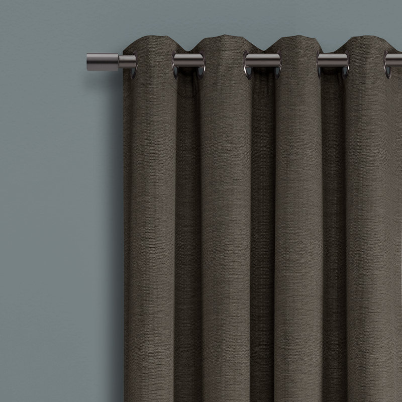 Panneau de rideau simple en faux lin occultant avec œillets, Anthracite, L 84 po x l 52 po