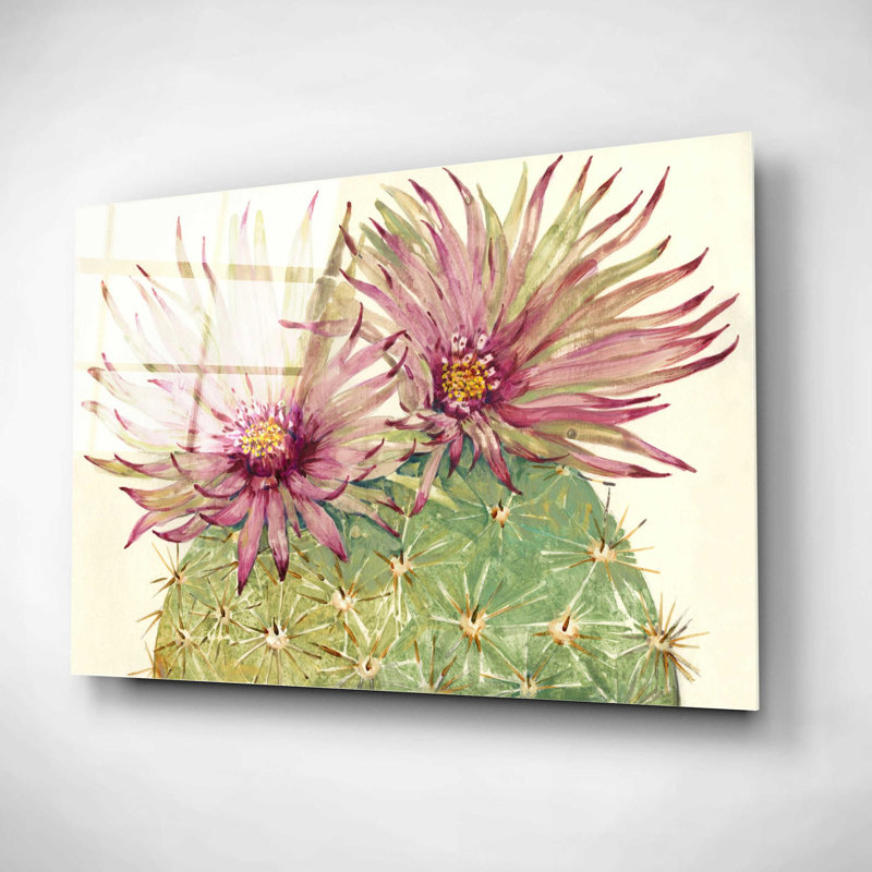 «Cactus Blossoms I» par Tim O'Toole, art mural en verre acrylique, H 16 po x l 24 po x P 0,2 po