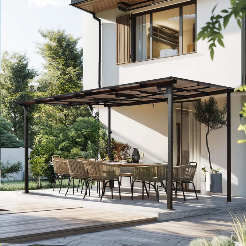 Auvent mural d'extérieur robuste 10 'x 10' Pergola, H 97,68 po x l 144 po x P 120 po