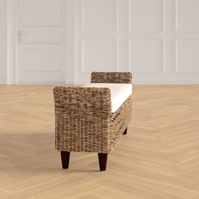 Calne Upholstered Wicker Bench