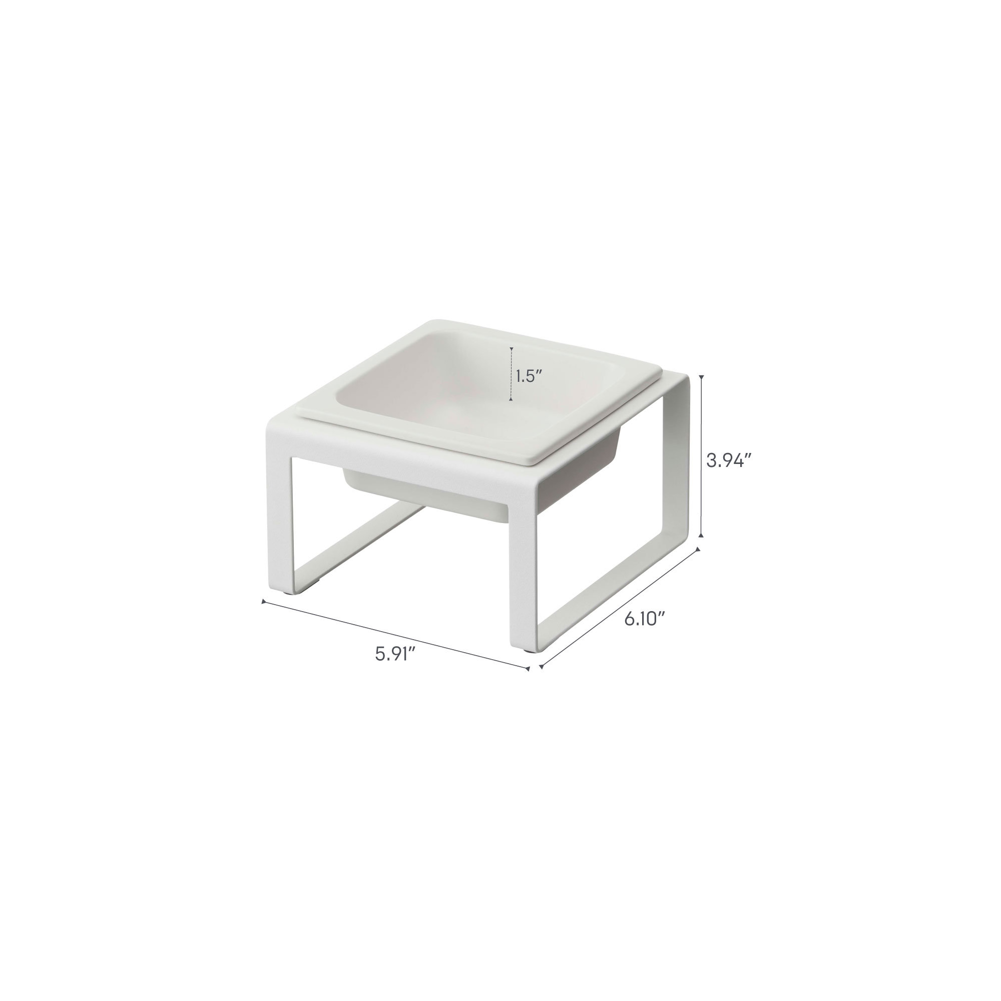 Steel and Ceramic Elevated Feeder, White
