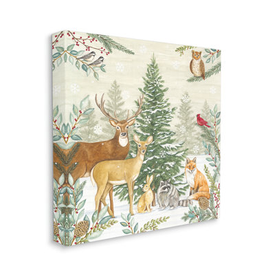 «Woodland Animals In Winter On Canvas» par Deb Strain