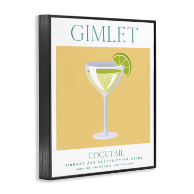 Stupell Industries British Classic Gimlet Cocktail Framed Giclee Art, Design By Omar Escalante In Midnight Black Framed Giclee