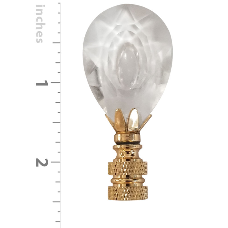 Center Cut Design Faceted Crystal Lamp Finial