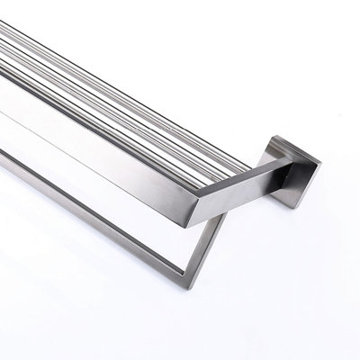 Towel Rack Black 304 Stainless Steel Towel Rails with Single Towel Bars Heavy Duty Towel Holder Wall