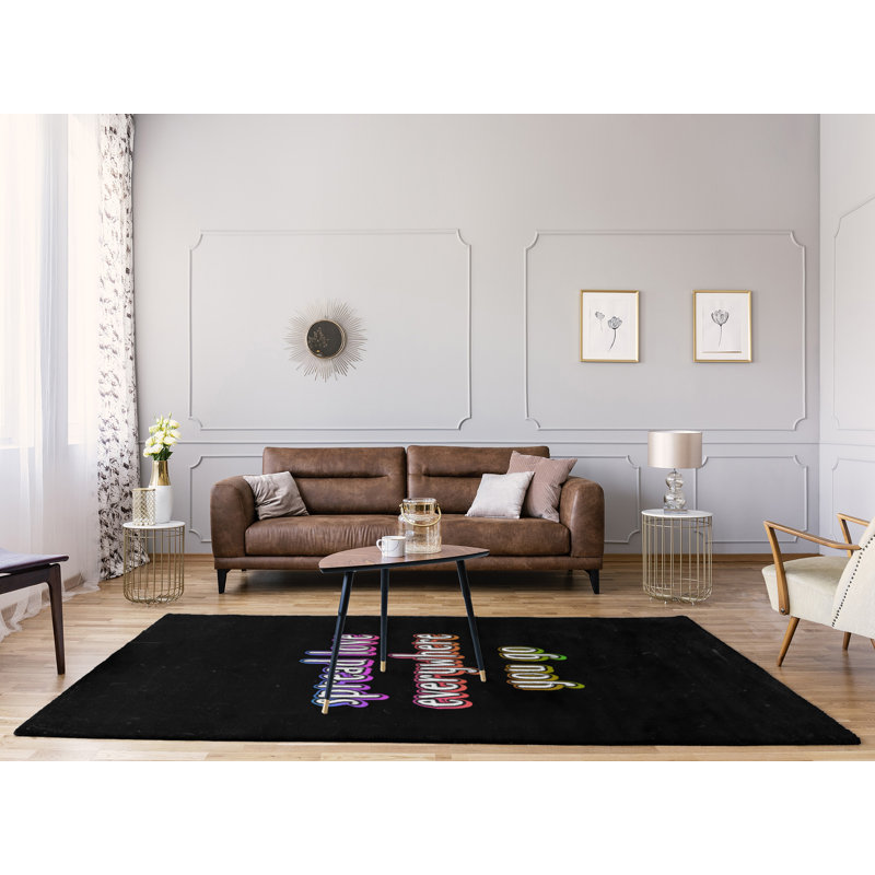Tapis en polyester tableau noir style "spread love quot", Rectangle 5 pi x 7 pi