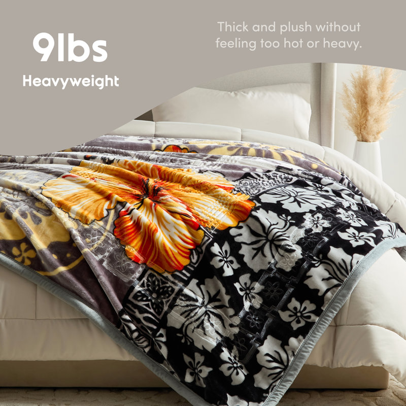 Nestl Weighted Plush Cozy Printed Blanket, Queen, Gray