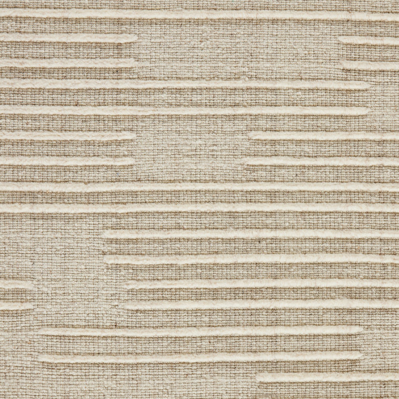 Geist Hand Loomed Wool Solid Color Area Rug in Cream/Flax, Rectangle 10' x 14'