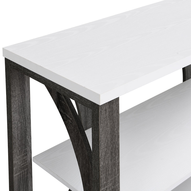 Console blanche de 72,91 pouces avec 3 niveaux de rangement, pour hall d'entrée, salon, vestibule, couloir, structure à 3 tablettes, construction solide