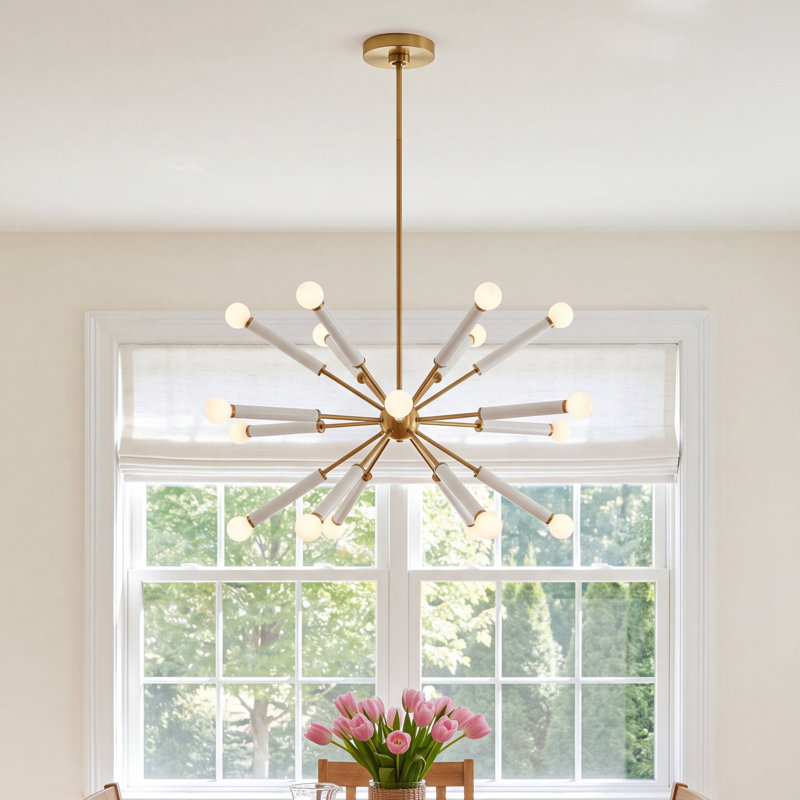 Moraine 18 - Light Dimmable Sputnik Sphere Chandelier, Burnished Brass