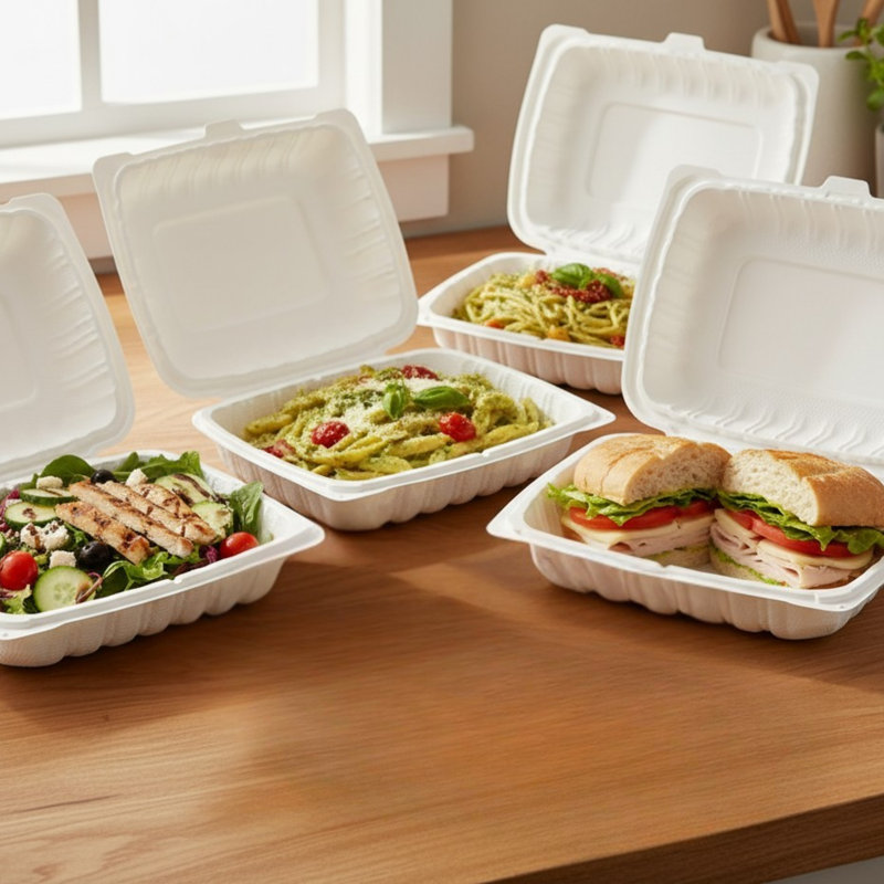 Clamshell (MFPP) Hinged Container (Corner Lock), 9" x 6.3", 200-Pack