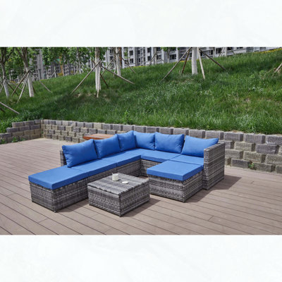 Hand-Woven Wicker Patio Sofa with Cushions