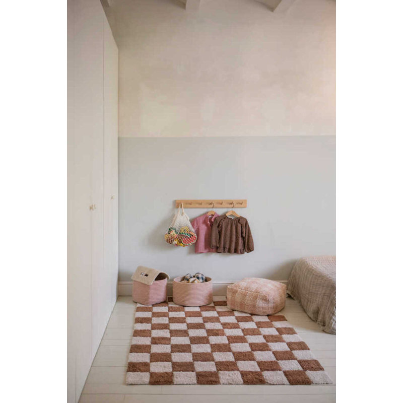Vichy Square Pouf, Rose