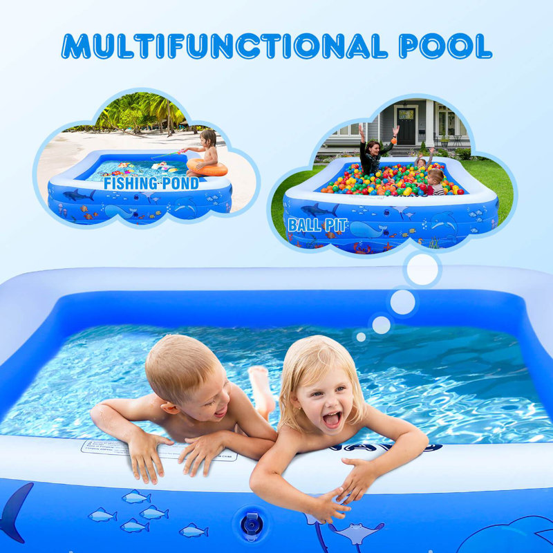 Plastic Rectangle Inflatable Pool 22'' H x 71'' W x 100'' L