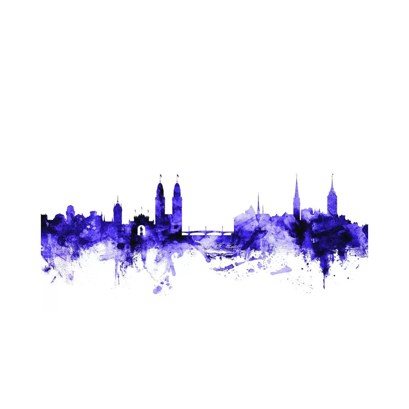 Zurich, Switzerland Skyline by Michael Tompsett - 1 Piece Wrapped Canvas Wall Art, 30.48cm H x 45.72cm W x 1.91cm D