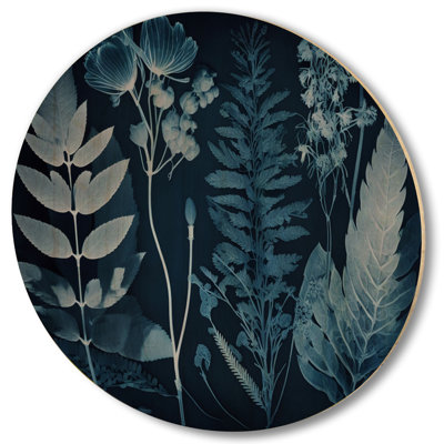 Fleurs sauvages rétro dans des tons de bleu - Art mural en bois floral - Bois de pin naturel