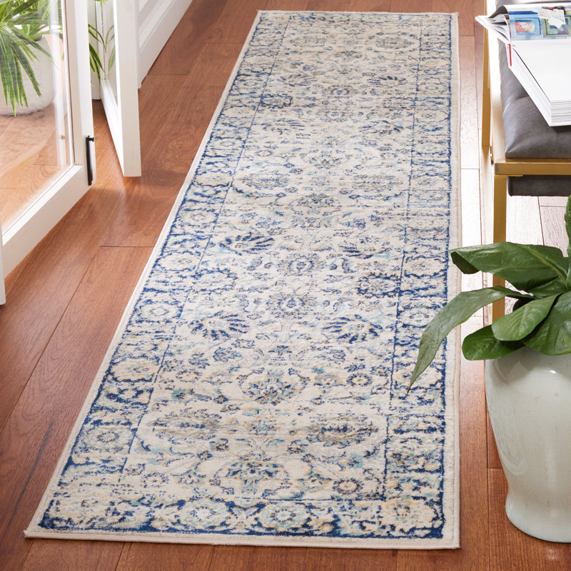 Huggard Area Rug In Blue/Beige, Runner 2' x 9'