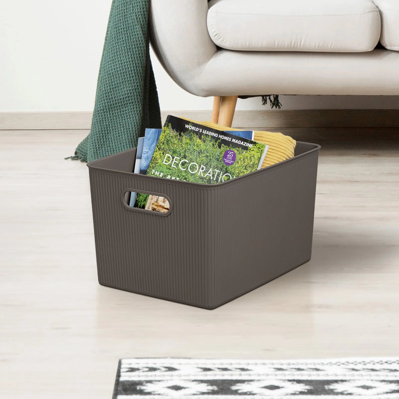 Storage Bin with Matching Lid, Brown