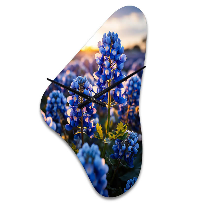 Horloge en métal Rohr Bluebonnets Flower Blissful II - Blue Bonnets, Grand