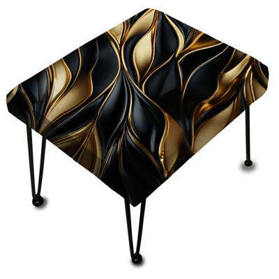 Opulent Black And Gold Glamour Pattern - Marble Rectangle Ottoman