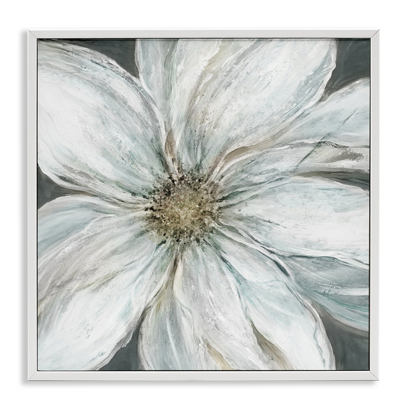 Grande giclée encadrée de grandes fleurs blanches, design par Carol Robinson, Encadrement giclée blanc côtier