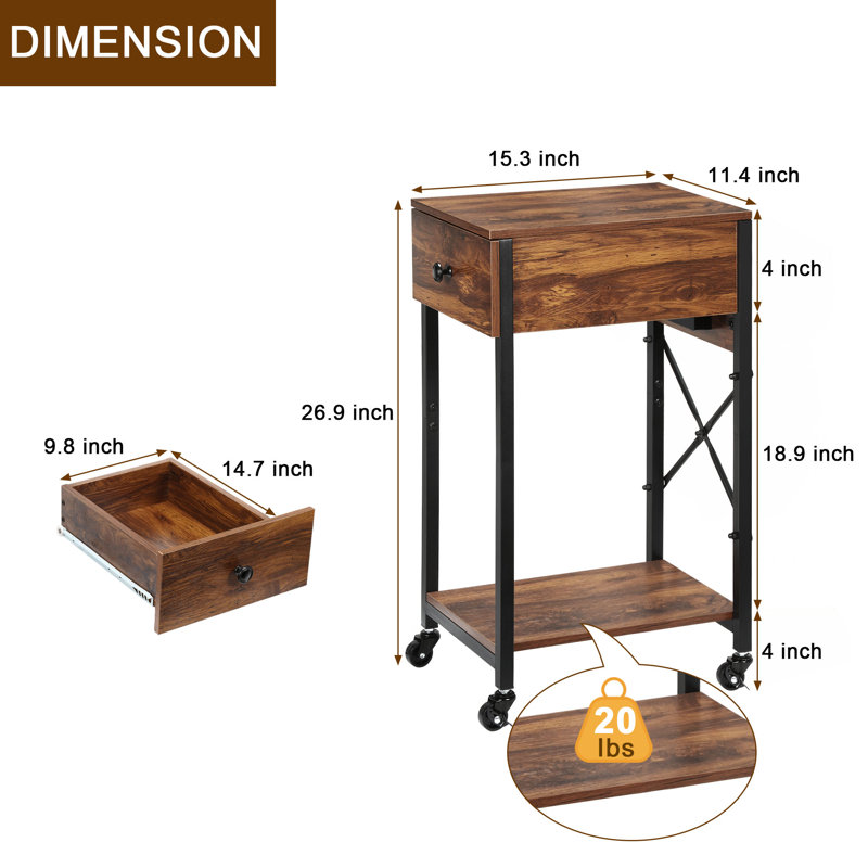 CPU Holder with Wheels, 26.9" H x 15.3" W x 11.4" D