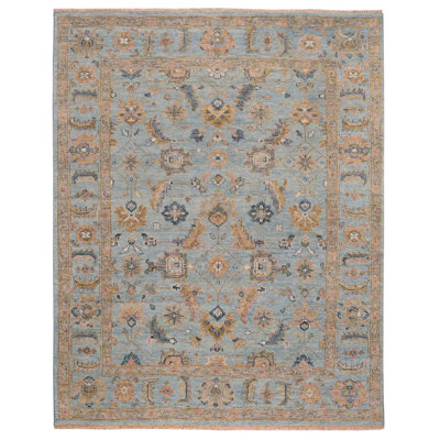 Wentworth-Wilona Hand Knotted Wool Oriental Area Rug in Blue