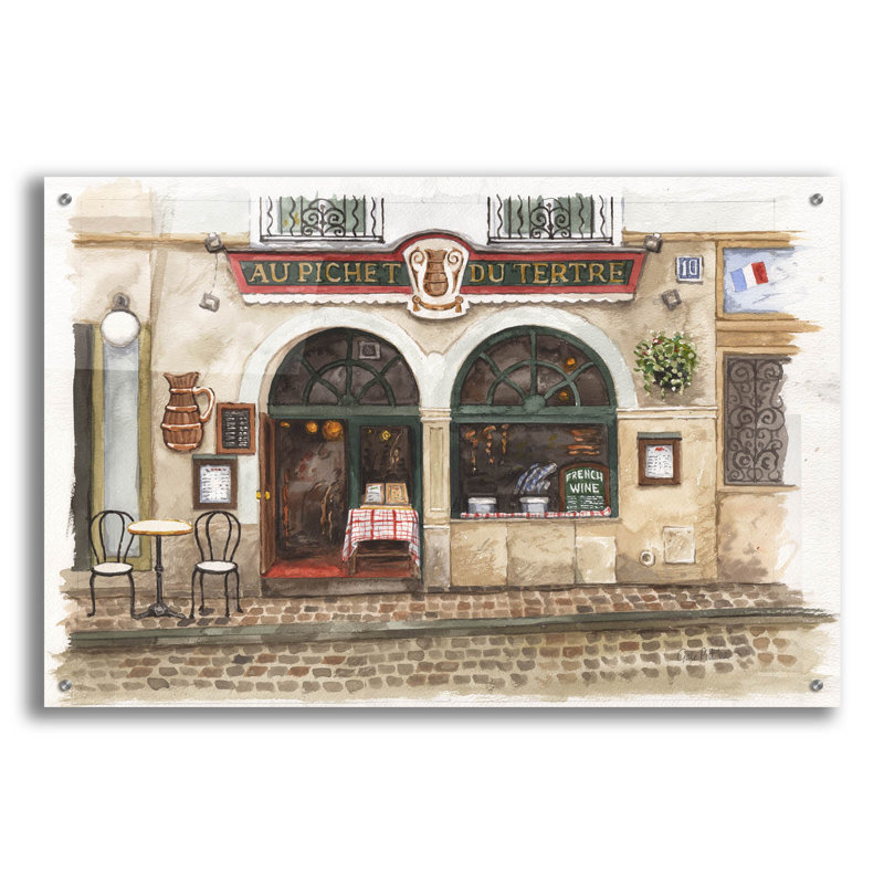 Art mural en verre acrylique 36 po x 24 po «Pichet Du Tertre» par Gale Pitt, H 24 po x l 36 po