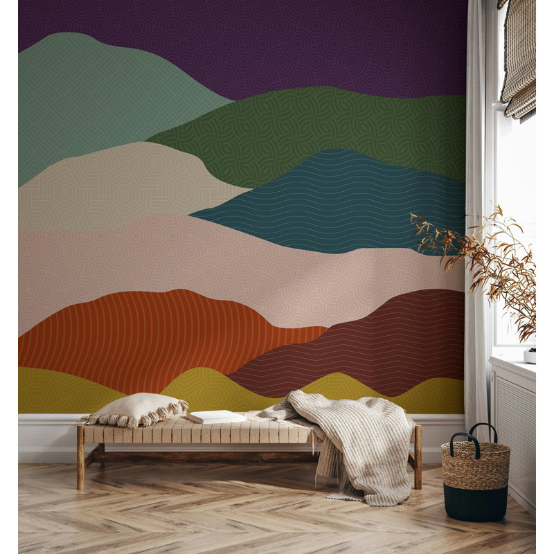 Papier peint à motif abstrait Layered Hills, L 106 po x l 187 po