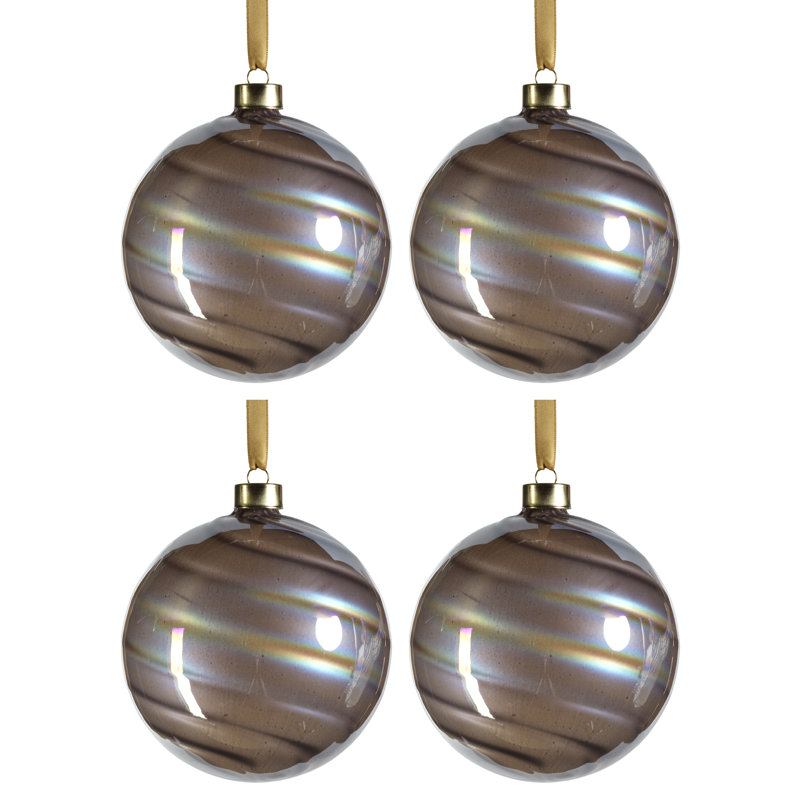 Ornement boule Andron The Holiday Aisle®, Gris clair / mauve