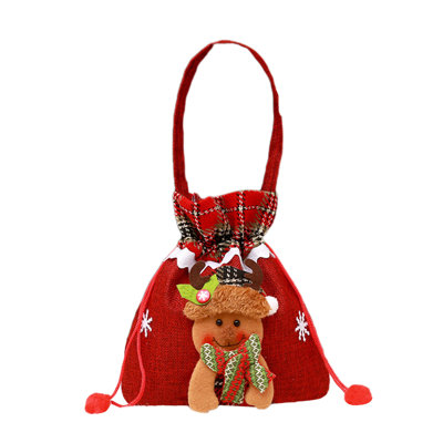 Christmas Decoration Supplies Linen Apples Bags Candy Bags Cartoons Pattern Gift Bags Christmas Bags Small Storage Bags