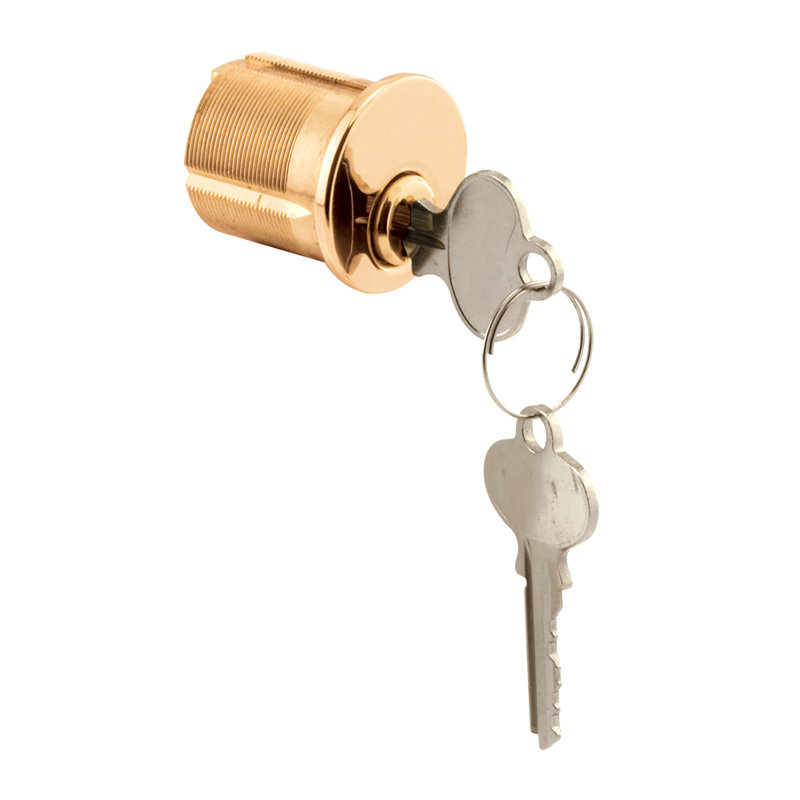 Mortise Cylinder, 1-1/4 in., Solid Polished Brass, 5 Pin Tumbler (Single Pack)