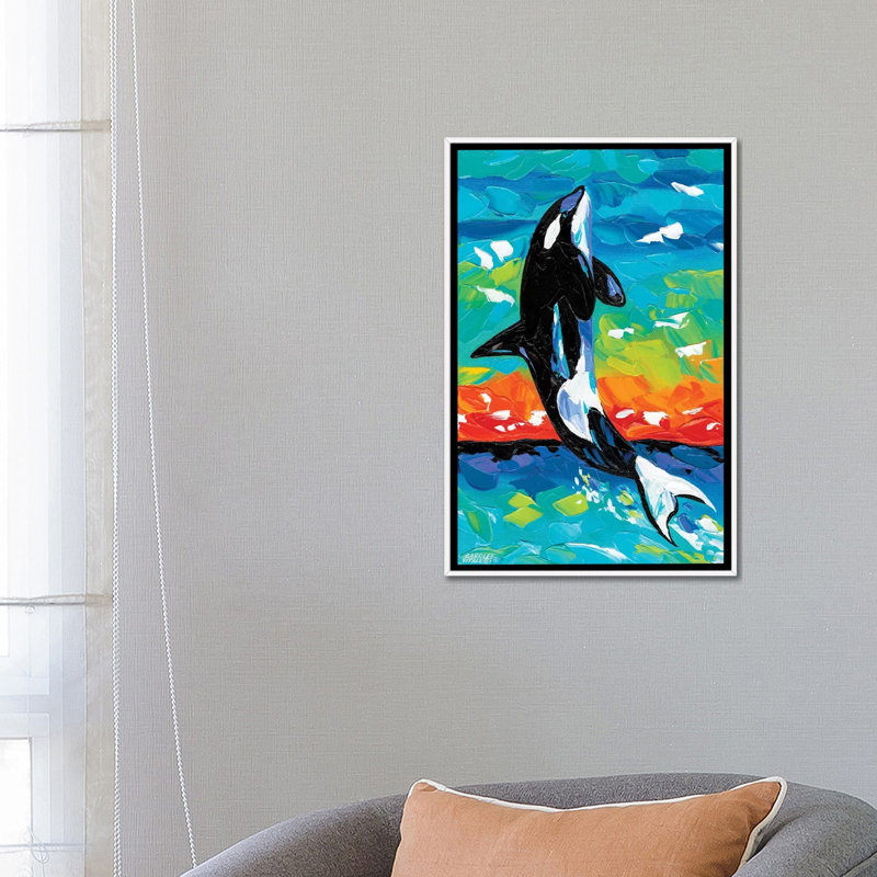 «Ocean Friends I» par Carolee Vitaletti - reproduction d'art, H 26 po x l 18 po x 1,5 po, Toile blanche encadrée, Aucun mat