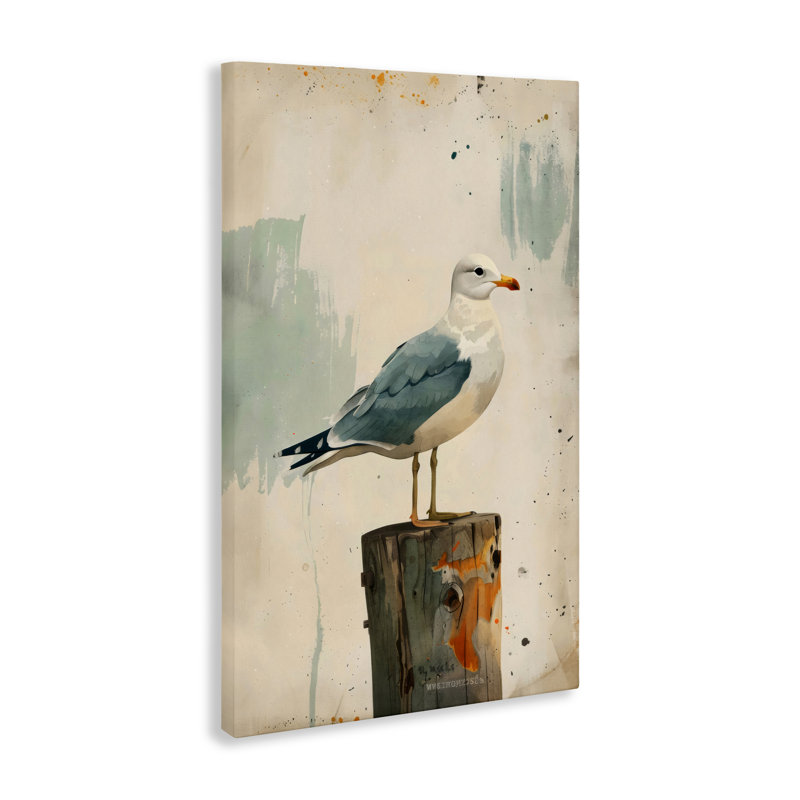 Mouette sur toile tendue, design par LSR Creative Studio, H 24 po x l 16 po