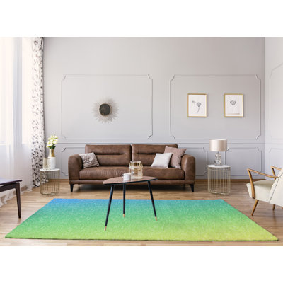 Tapis à motif floral bleu/vert/jaune dégradé ditsy
