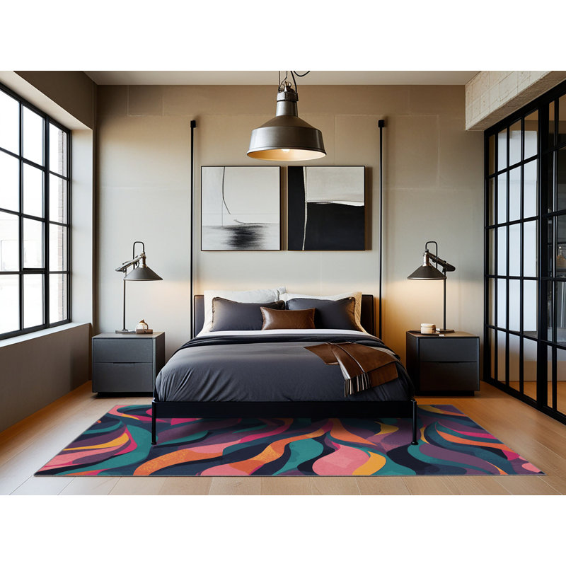 Neon Warp Rug, Square 6'