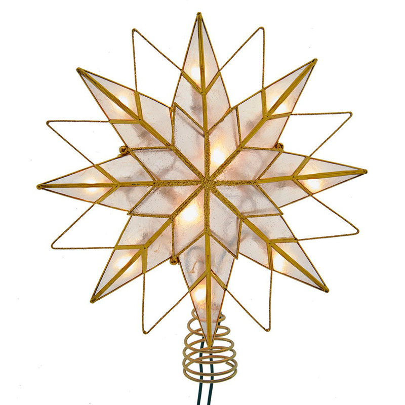 Gold and White Metal 8-Point Star Christmas Tree Topper