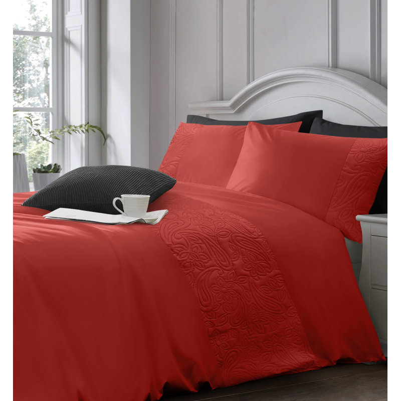 Annielaurie Solid Colour Duvet Cover Set, Single, Red