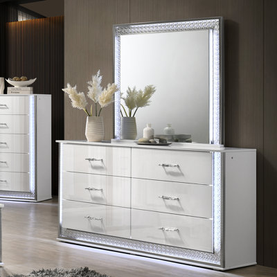Divala 2-Piece Dresser And Mirror Set With Led