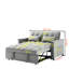 Convertible Sleeper With Pullout Bed And Adjustable In Grey Velvet Modern Reclining Back For Living Room,